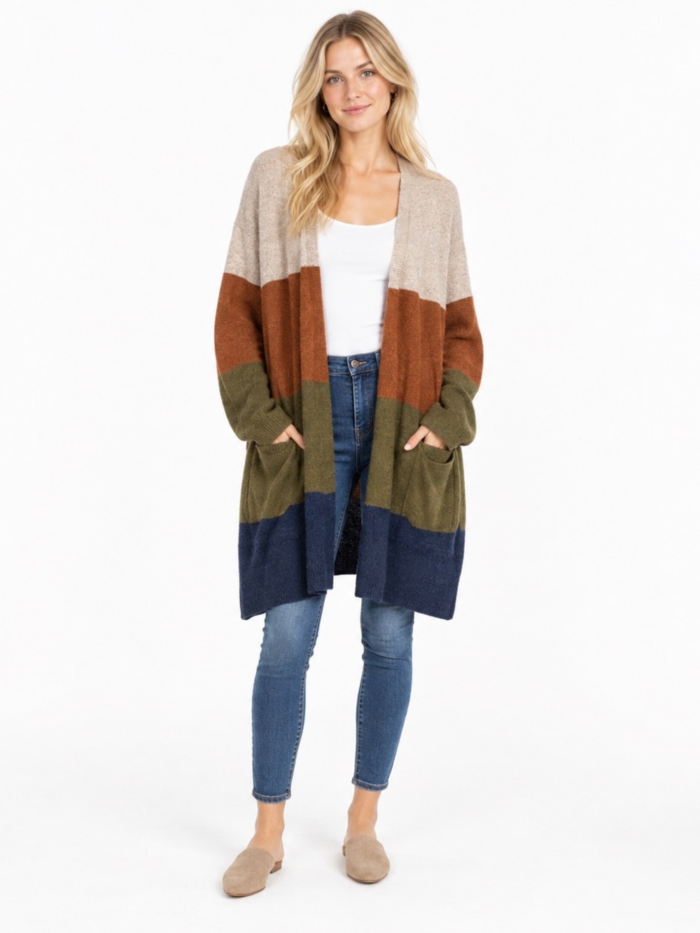 Madewell Colorblock Cardigan Sweater in Coziest Yarn Wool Alpaca XXL